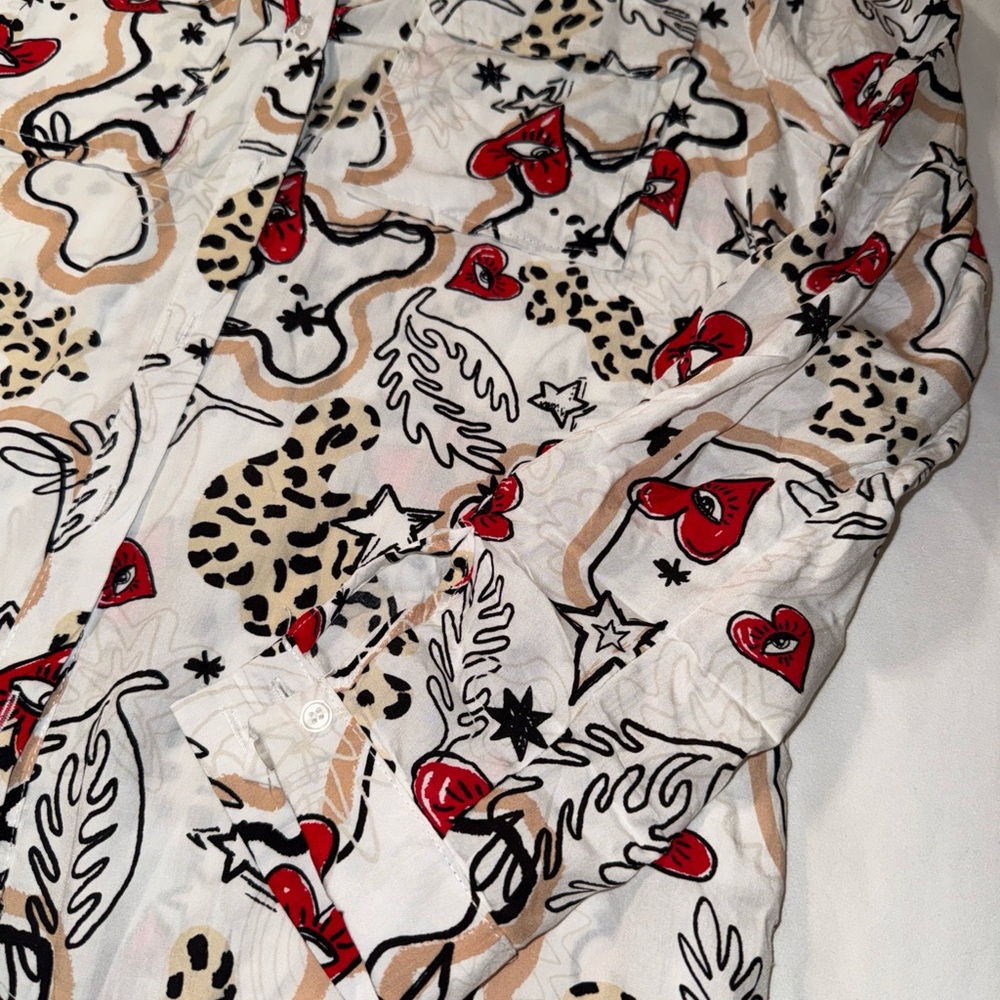 Heart Patterned Button Down Shirt - image 5